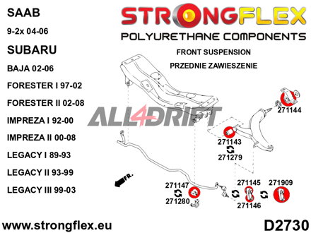 271144A Triangle avant - Silentbloc arrière SPORT - Saab 9-2X (04-06)
