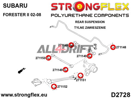 271152B Silentbloc Avant de Barre de Connexion Arrière au Moyeu - Saab 9-2X (04-06)