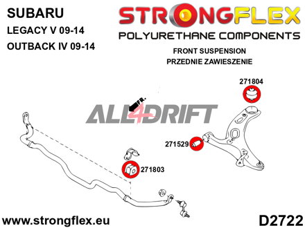 276240A Kit complet de silentblocs d'essieu SPORT - Subaru Legacy V / Outback IV (09-14) BM BR