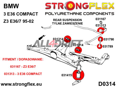 036110B Kit Complet de Silentblocs d'Essieux BMW Z3