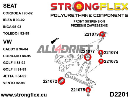 221074B Silentblok šroubu oka předního stabilizátoru - Seat I (93-02) 6K