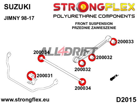 200032A Silentbloc de triangle - Support d'essieu moteur SPORT - Suzuki Jimny (98-17)
