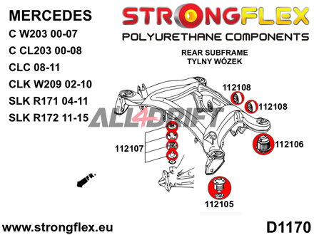 112107A Silentbloc de différentiel arrière – Avant SPORT - Mercedes W209 (02-10)