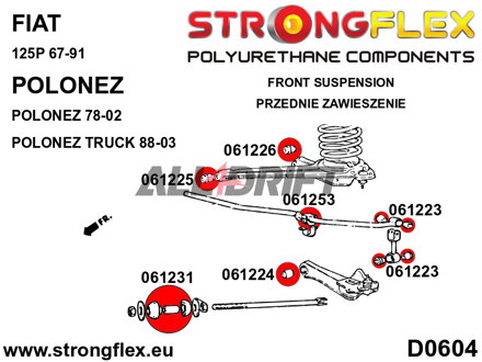 061231B Silentbloc de bras de suspension avant vers le berceau Fiat / Polonez