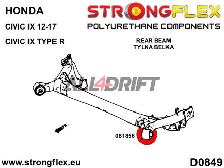 086241A: Kit de silentblocs d'essieu avant et berceau arrière SPORT - Honda IX (12-17) FK / FG / FA / FD
