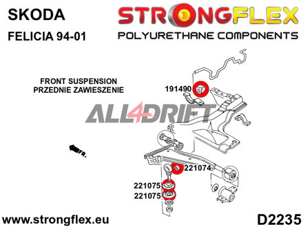 221074A Silentblok šroubu oka předního stabilizátoru SPORT - Seat I (93-02) 6K