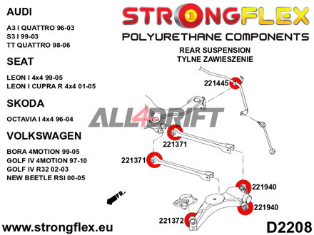 221371B Silentbloc intérieur de bras arrière Audi / VW / Škoda