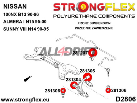 281304B Silentbloc avant de triangle de suspension - Nissan 100NX (90-96) B13