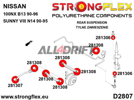 281208A Silentbloc de barre stabilisatrice arrière SPORT Infiniti / Nissan