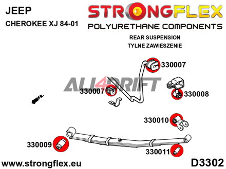 336003B Kit de silentblocs de la suspension arrière - Jeep II (84-01) XJ