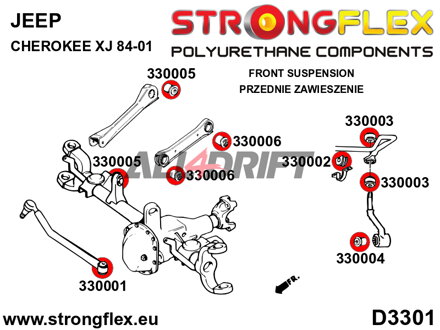 330004A Silentbloc biellette de barre stabilisatrice avant SPORT - Jeep II (84-01) XJ