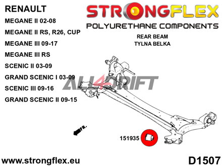 156087B Kit de silentblocs de suspension avant et de berceau arrière - Renault III (10-16) RS