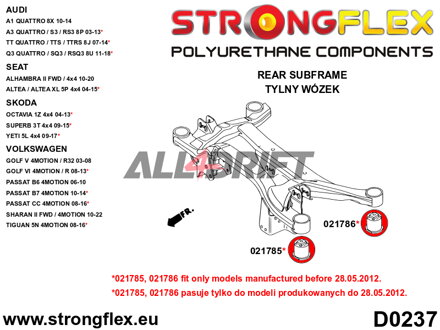 021785B Silentbloc Avant de Berceau Arrière 70mm Audi / Seat / Škoda / VW