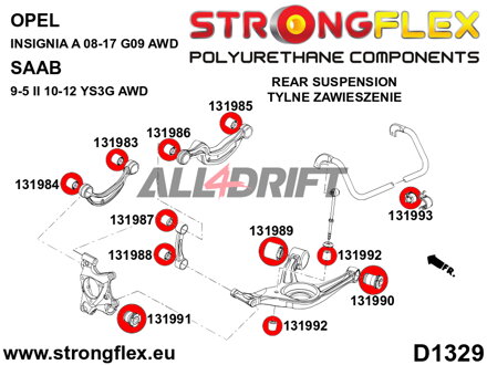 136236A Kit de silentblocs d'essieu arrière SPORT Opel / Saab