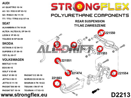 226174A Kit de silentblocs de suspension avant et arrière SPORT Audi / Seat / Škoda / VW