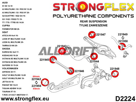 221947A Silentbloc intérieur de bras arrière SPORT Audi / Seat / Škoda / VW / Cupra