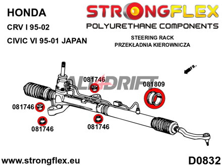 086225A Kit de silentblocs de fixation de crémaillère de direction SPORT Honda Civic / CR-V