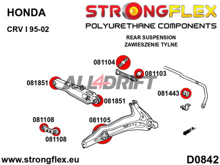 086244B : Kit complet de silentblocs d'essieu - Honda CR-V I (95-02) RD1 / RD2 / RD3