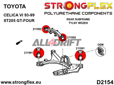 211992B: Support de différentiel arrière - silentbloc avant - Toyota ST205 GT-Four 4WD