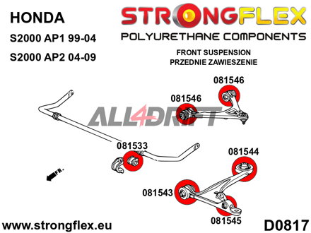 086153B : Kit complet de silentblocs d'essieux AP1 - Honda AP1 (99-04)