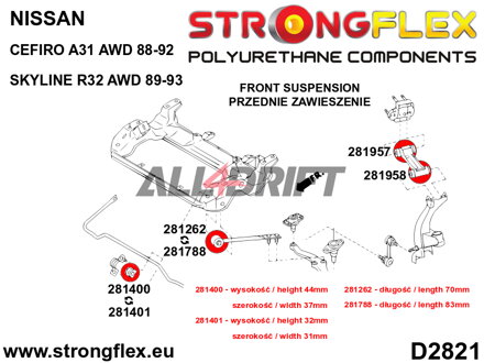 286216B Kit complet de silentblocs d'essieux R32 AWD - Nissan R32 (89-94) AWD