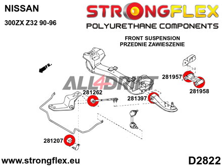 281207B Silentbloc de barre stabilisatrice avant - Nissan 100NX (90-96) B13