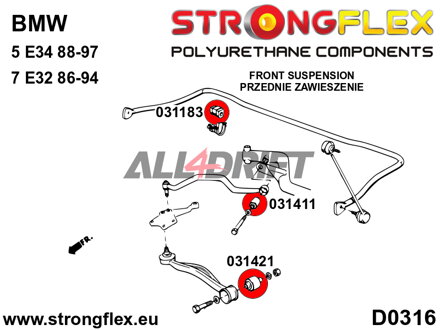 036171A Kit de silentblocs d'essieu avant SPORT BMW E32 / E34