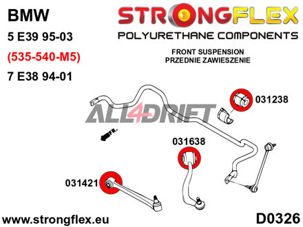 036237A Kit complet de silentblocs d'essieu SPORT BMW E38