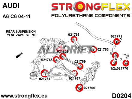 021767A : Silentbloc extérieur SPORT du triangle inférieur arrière - Audi C6 (04-11) Quattro & Allroad