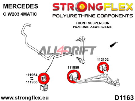 116305B Kit complet de silentblocs en polyuréthane pour la suspension - Mercedes W203 (00-07) 4MATIC