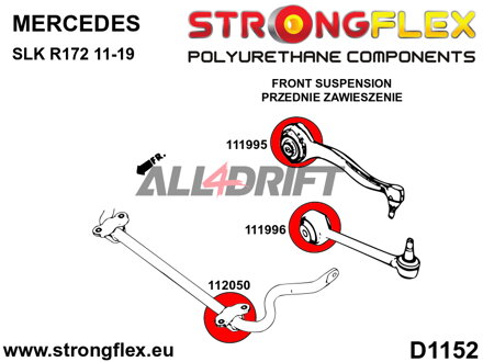 116307B Kit complet de silentblocs de suspension en polyuréthane - Mercedes R172 (11-19)