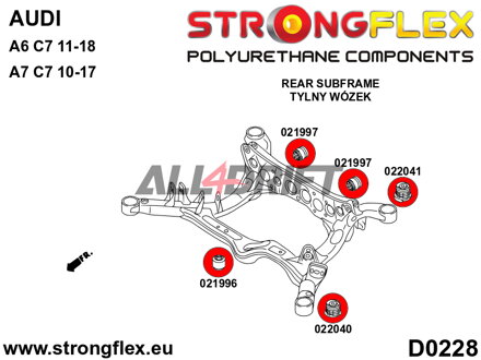 026266B Kit complet de silentblocs en polyuréthane pour essieux Audi A6 / A7