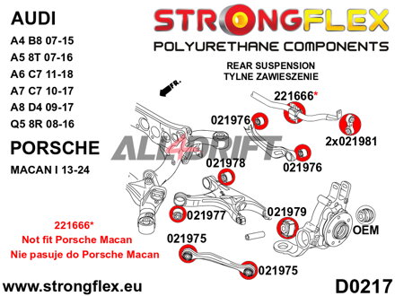 026266B Kit complet de silentblocs en polyuréthane pour essieux Audi A6 / A7