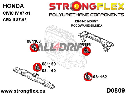 081159A : Inserts de Support Moteur Avant SPORT - Honda IV (88-91) EC / ED / EE / EF / EX