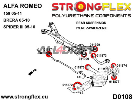 011871A : Silentbloc de barre stabilisatrice arrière SPORT - Alfa Romeo 159 (05-11) type 939