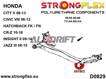 086247B : Kit de silentblocs d'essieu avant et de berceau arrière - Honda VIII (06-12) Hatchback FK / FN