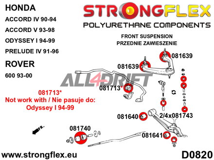 086204B : Kit complet de silentblocs d'essieu - Honda Prelude IV (92-96) BA / BB