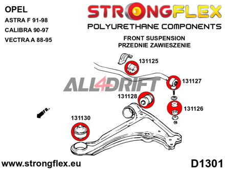 136218B Kit complet de silentblocs de suspension - Opel / Vauxhall Calibra (89-97)