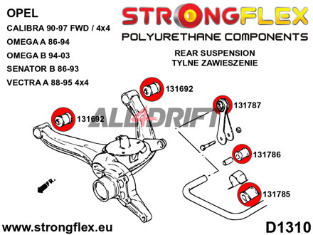 136218B Kit complet de silentblocs de suspension - Opel / Vauxhall Calibra (89-97)