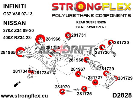 281968A Silentbloc intérieur SPORT de triangle inférieur arrière Infiniti / Nissan