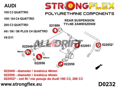 026269A Kit de silentblocs d'essieu arrière SPORT Audi