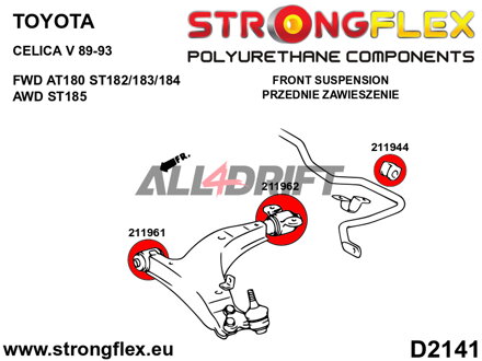 216263A : Kit complet de silentblocs de suspension SPORT - Toyota T180 (89-93)