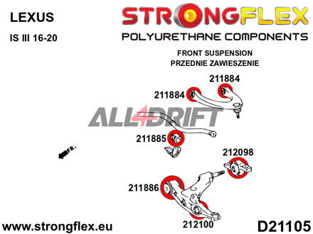 211884B Silentbloc de triangle supérieur avant - Lexus III (05-11) S190