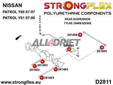 286133A Kit complet de silentblocs d'essieu SPORT - Nissan IV (87-97) Y60