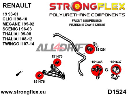 151637A Vnější silentblok předního stabilizátoru SPORT - Renault 19 (93-01)