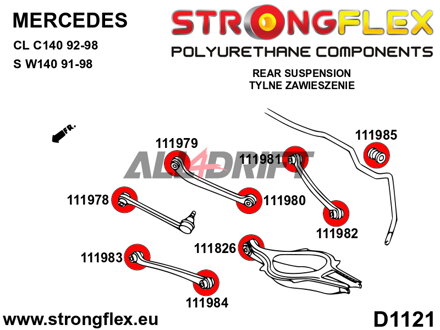 111979A Silentbloc de suspension arrière - Intérieur SPORT - Mercedes W140 (91-98)
