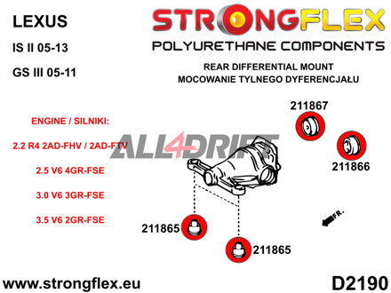 211866B Silentbloc de support de différentiel arrière - Toyota I (99-05) XE10